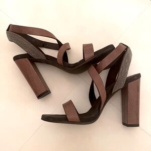 Brunello Cucinelli Monili Leather 4” Heel Sandals